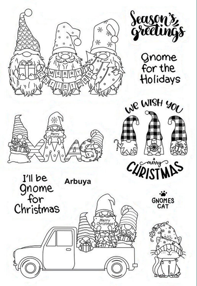 Arbuya Merry Christmas Gnome Christmas Gnome Cat X-Mas Clear Stamps for Cards Making Decoration and Scrapbooking Rubber Stamps for Craft - Image 2